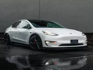 Tesla Model Y sport első lökhárító splitter spoiler, matt fekete, 3 részes készlet (2)