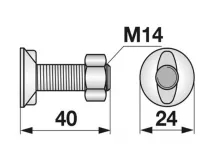 Kuhn ekevas csavar M14x40, 2 orros